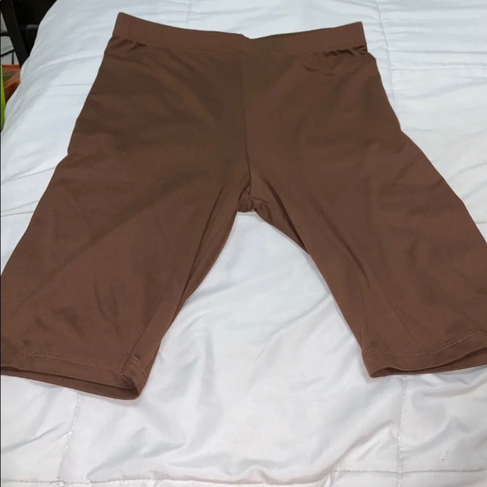 Mocha high waisted biker shorts